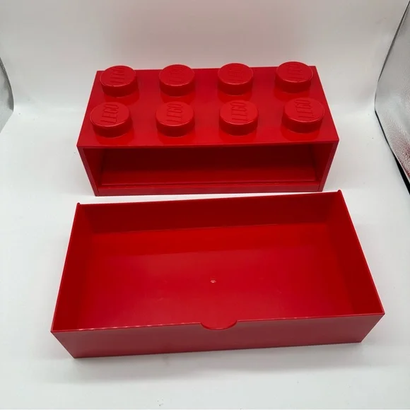 Lego Brick Large Red Storage Box w/ Drawer 12.5" x 6" x 4.75 " Tall - Picture 5 of 11